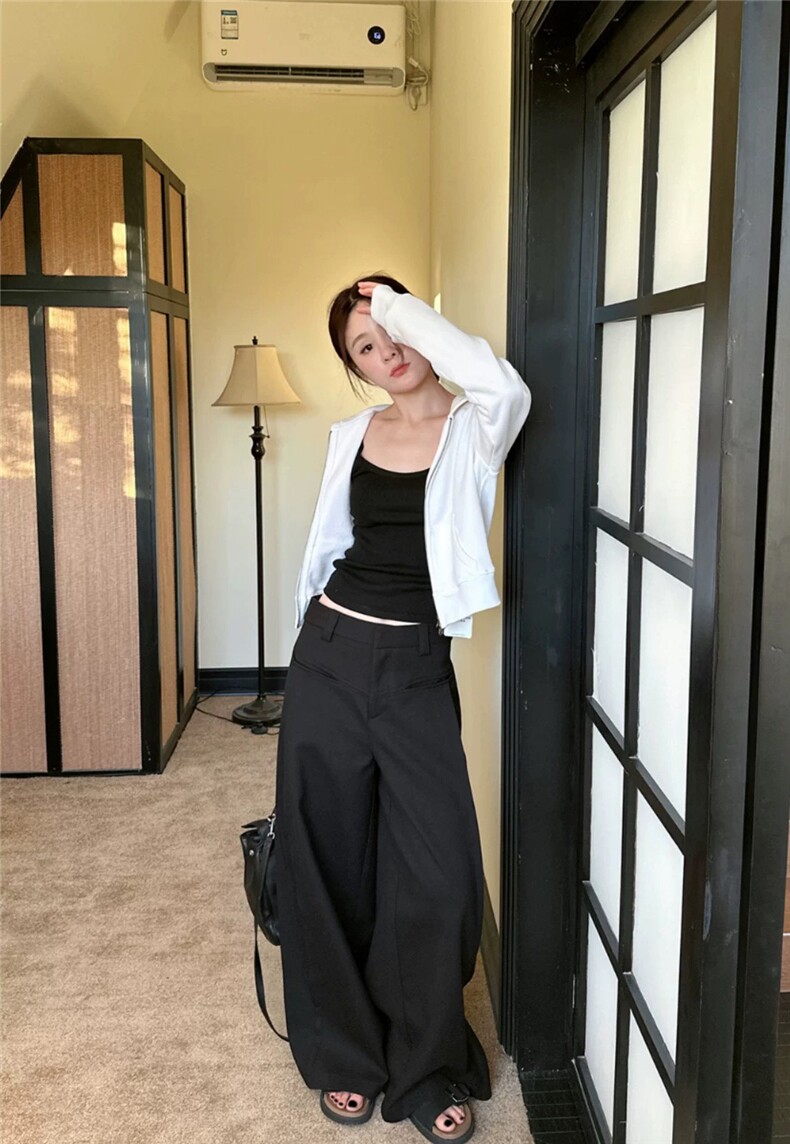 高级感设计叠褶秋冬西装裤百搭阔腿裤,女装休闲裤,湘姗