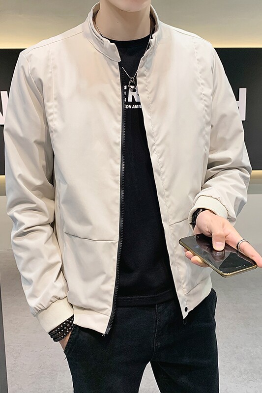春季新款外套男韩版潮流时尚帅气小立领百搭夹克J图片