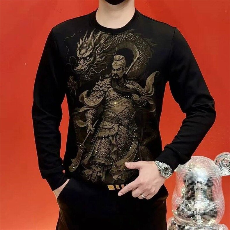 原版加绒加厚T恤男士卫衣打底衫关羽,男装T恤,星座1602（原101B）