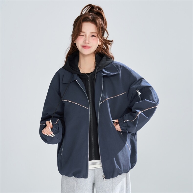 春秋宽松明线设计假两件夹克男女同款百搭外套XZ309JK8003P83,男装夹克,星座309（原A406）