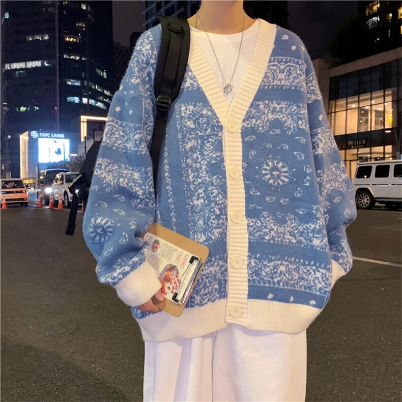 21春秋开衫毛衣男潮牌宽松休闲针织衫外套情侣ins上衣MY9016-P50，男装针织衫/毛衣，星座1008-2