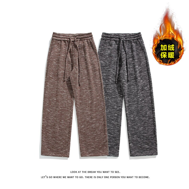 美式宽松阔腿裤垂坠感抽绳加绒加厚休闲裤男K8690JR（加绒）特P52图片