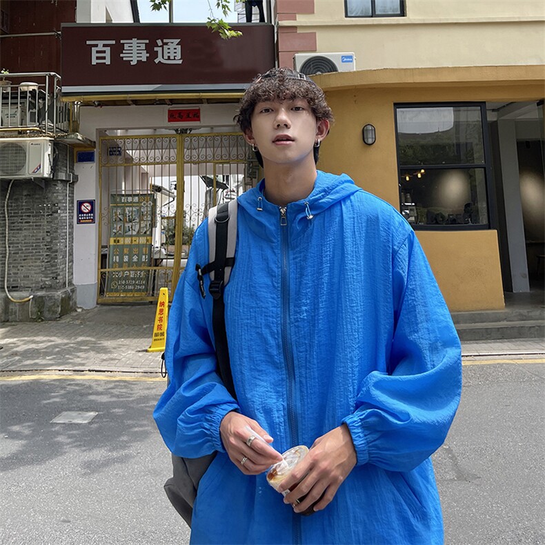 港风冰丝防晒衣男薄款连帽夹克男户外潮牌防晒服男FS7778P45控68,男装夹克,星座226-1