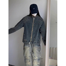 JK8637-P74美式潮牌高街浮雕异形机甲设计感牛仔外套，男装工装外套，电商B323A