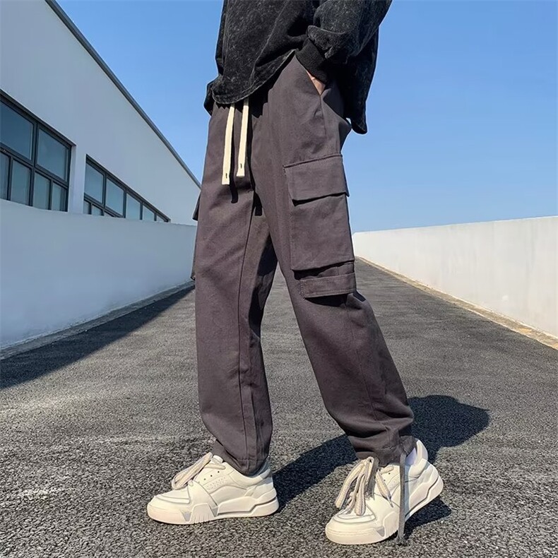 工装裤子秋新款美式宽松束脚炸街痞帅休闲裤1001-1-GK6739-P40,男装休闲裤,星座1001-1