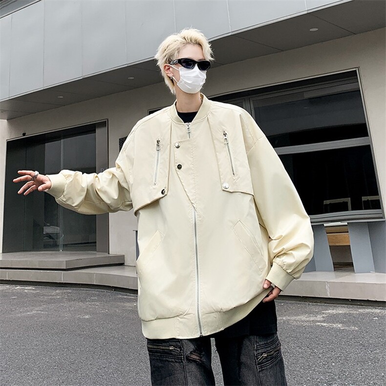 飞行员夹克男士春季2024新款美式街头潮牌宽松大码休闲棒球领外套,男装夹克,星座410-7