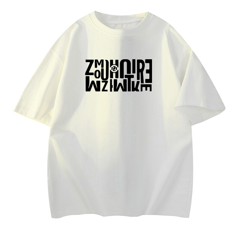 抖音得物210克现货宽松纯棉美式潮牌印花落肩袖纯棉T恤AT21122,男装T恤,电商A443