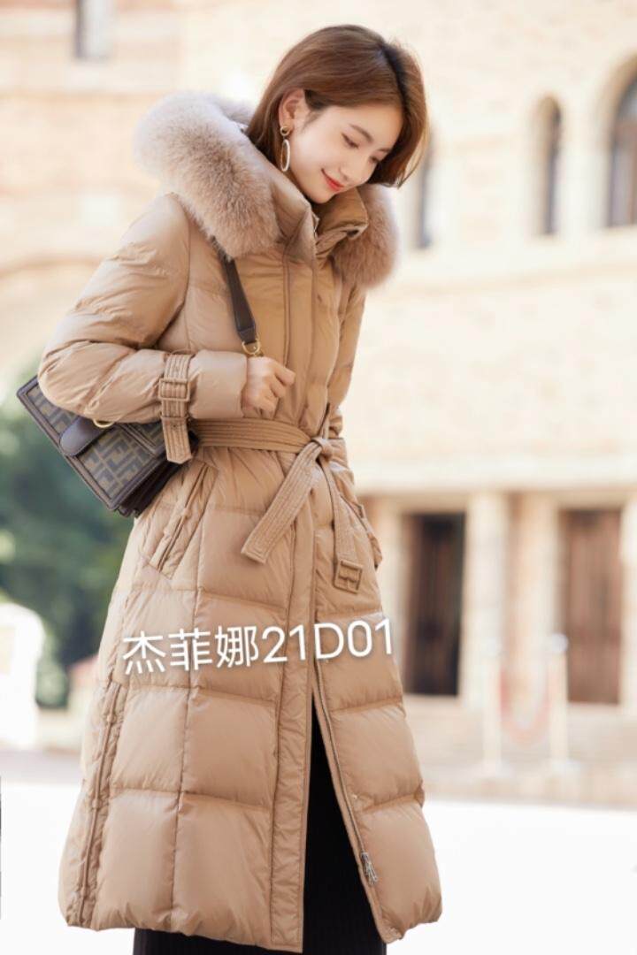 自然收腰羽绒服，女装羽绒服，杰菲娜