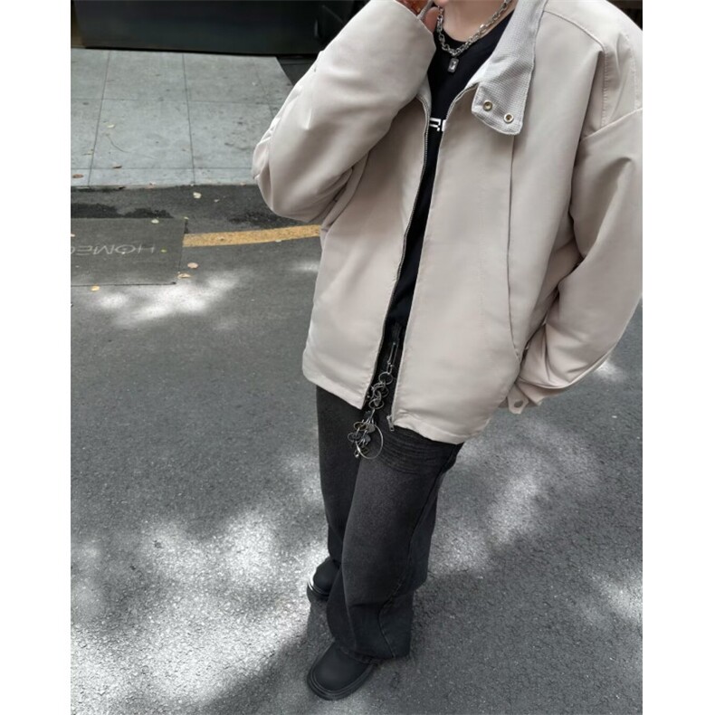 春秋哈林顿拼接裁剪廓形夹克立领外套男士休闲高街上衣男女WT671,男装夹克,星座601-2