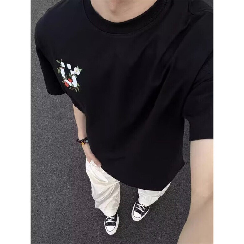 复古花卉刺绣印花短袖T恤男女2025新款嘻哈宽松短袖T恤TS05,男装T恤,星座1116A（原606A-3）
