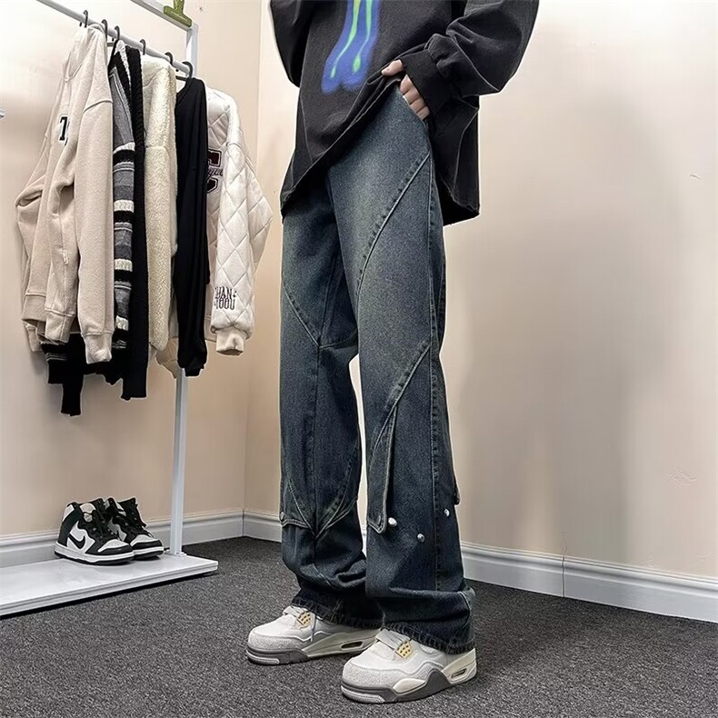 美式高街牛仔裤男ins潮牌工装直筒微喇叭vibe裤子NA001P65,男装牛仔裤,星座1116-2