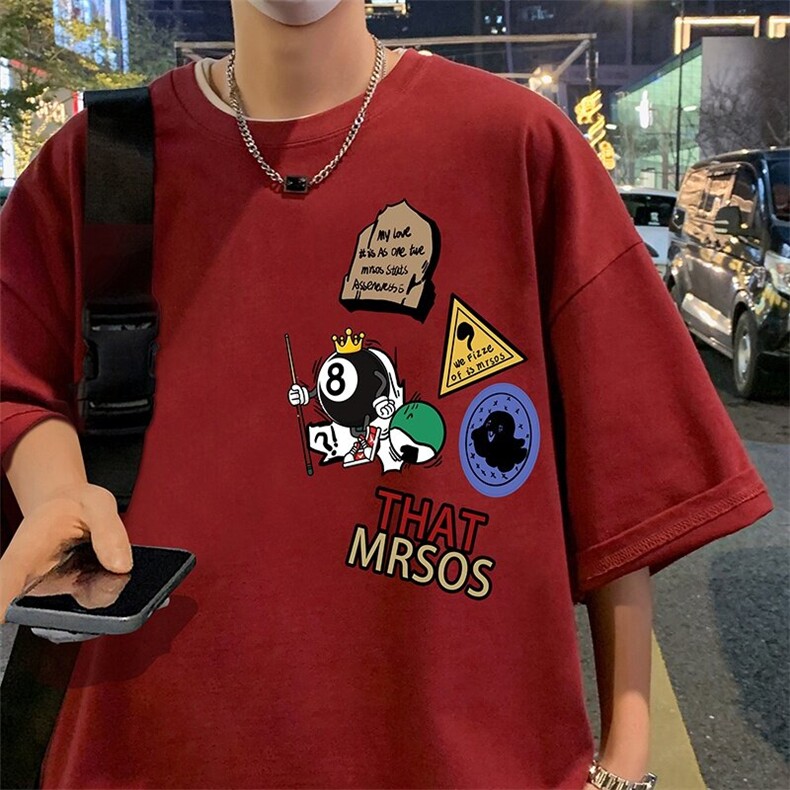 T838大码宽松纯棉运动圆领体恤衫oversize短袖T恤男重磅T,男装T恤,星座304A-1