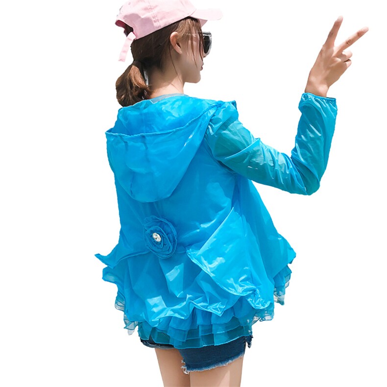 防晒衣韩版百搭甜美纯色长袖连帽拉链2021年夏季,女装防晒衣,奕阳依阁