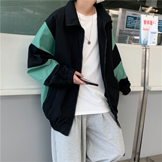 JK3013/P55秋装现货新款撞色港风夹克男女宽松外套大码潮流男上衣，男装夹克，电商A141
