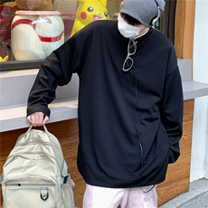 2026春装肌理感男士长袖T恤潮流男袖子纽扣设计W56681/特P35黑8，男装T恤，电商A094