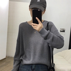 秋季新款纯色针织圆领套头上衣时尚百搭，女装针织衫/毛衣，泰沅羊绒