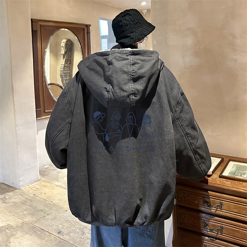 控价158牛仔外套男大码加厚加绒棉衣男羊羔毛棉服男NM53191-P140,男装棉衣,电商A040
