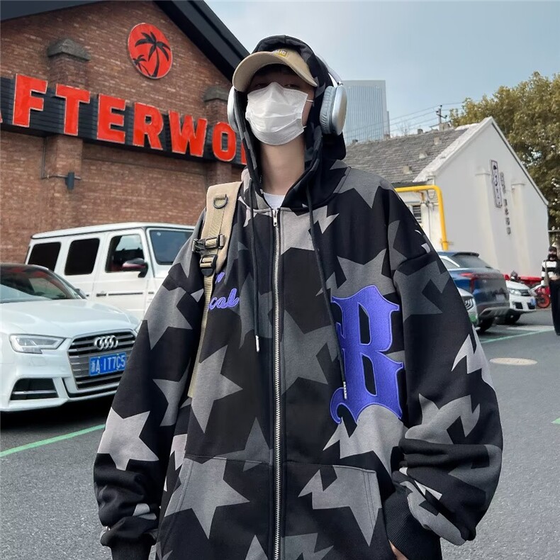 男秋季2023新款长袖夹克外套棉盖丝刺绣满印Y8601P35,男装夹克,星座1116-2