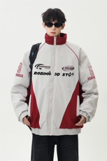 港风美式字母印花拼色立领保暖棉服外套男XZ213-MF08-P90控148，男装棉衣，星座213