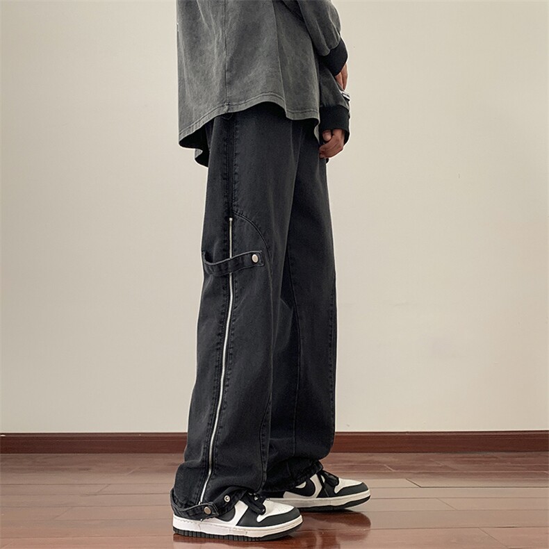 宽松直筒长裤青春流行男气质水洗潮纽扣牛仔裤原宿K7310-P52,男装牛仔裤,星座512-3