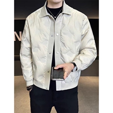 (网图)50%白鸭绒拼接翻领高级潮牌百搭痞帅羽绒服313B-9952-P175，男装羽绒服，星座313B