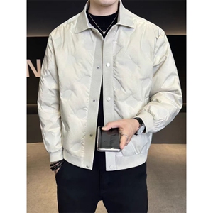 (网图)50%白鸭绒 拼接翻领高级潮牌百搭痞帅羽绒服313B-9952-P175图片