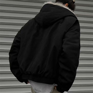 现货高品质美式高街冬季重磅硬挺短款座山雕毛领棉衣男女加厚外套图片
