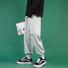 K12117-P40加绒-P50束脚纯棉运动裤男士休闲裤大码宽松卫裤男，男装休闲裤，电商A040