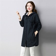 2022秋季新款时尚女装风衣外套修身显瘦长款连帽设计百搭气质外套，女装风衣，秋牧寒烟