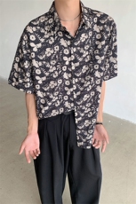 碎花衬衫男短袖2025夏季新款宽松垂感上衣DX101-特P30限价48，男装衬衫，电商A178