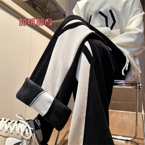 XZ616 秋冬重磅加绒加厚破缝撞色拼接休闲长裤 TY1150JR P55控78图片