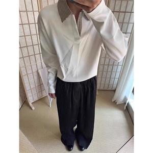 现货JY197-P36拼色长袖Polo衫男刺绣字母美式复古网图,夏天长裙搭配图图片
