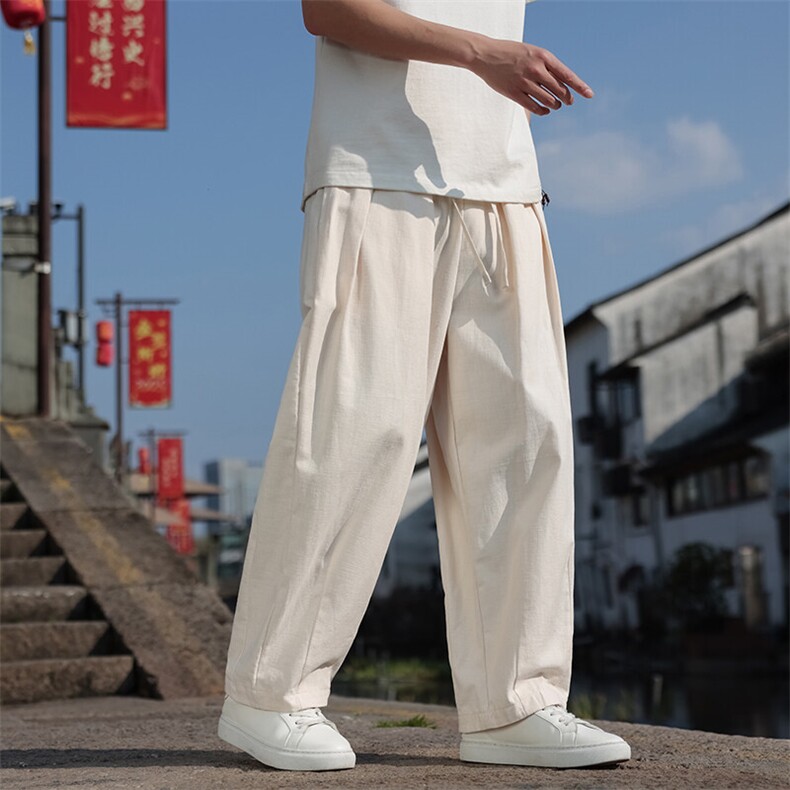 2025春夏季新款棉麻休闲裤子男大码风哈伦长裤K600-P65,男装休闲裤,星座313B-4（原星座309A-1）