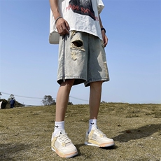 牛仔短裤男韩版潮流侧边拉链开衩高街帅2026夏季五分裤RK403-P41，男装牛仔裤，星座412