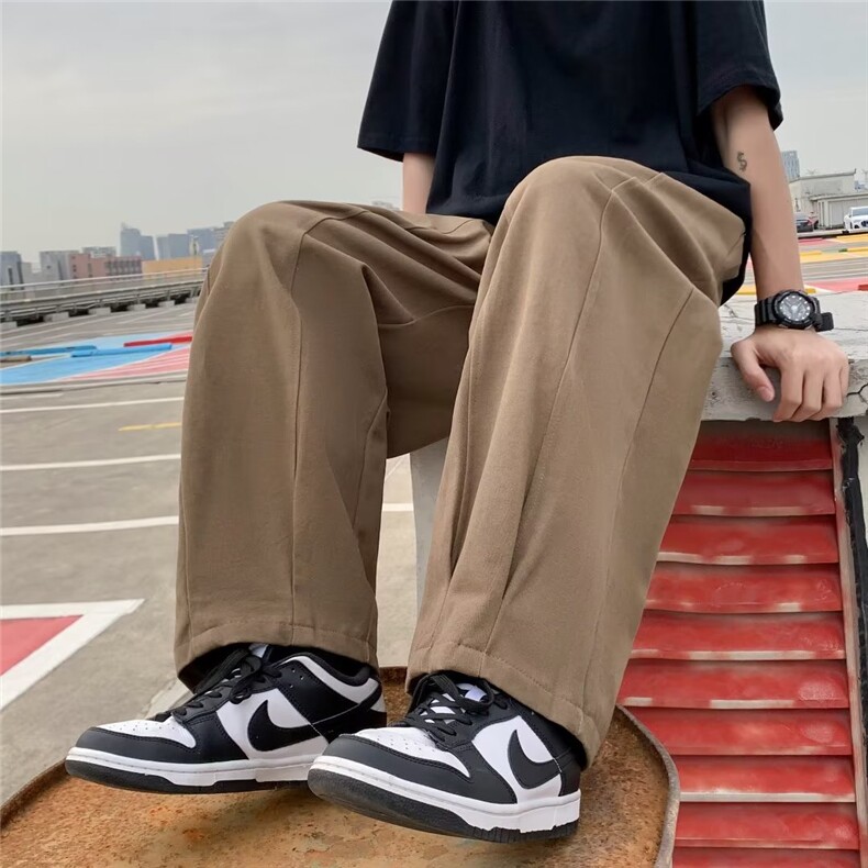 日系oversize阿美咔叽慵懒垂感阔腿裤2023新款颓废纯色灯笼裤男女,男装休闲裤,星座601-2