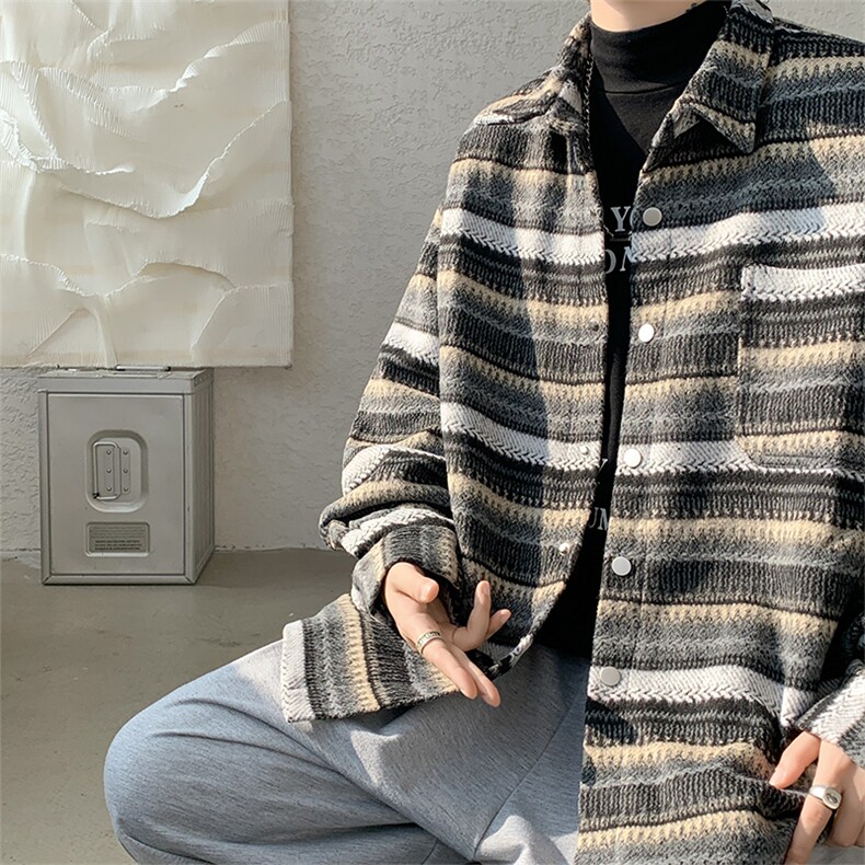 现货JK7881-特批60秋季百搭条纹夹克外套高品质高克重带里布,男装夹克,电商A059