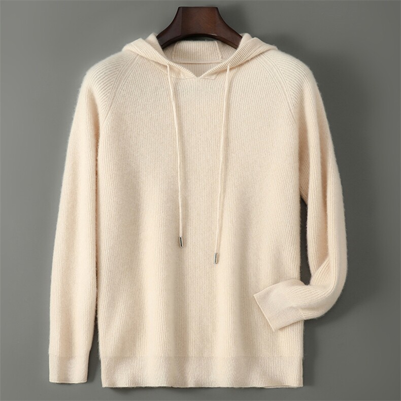 2025百搭时尚简约连帽抽绳羊毛衫，男装羊毛衫，千国羊绒