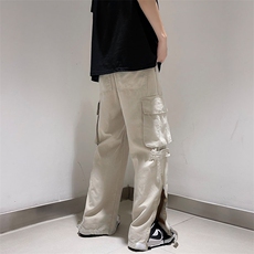 大口袋工装裤潮牌ins日系复古阔腿直筒休闲长裤男女潮G9965-P43，男装休闲裤，星座1008