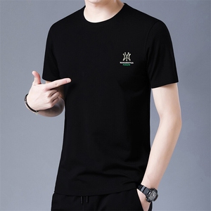 HP8057夏季新款男士T恤衫简约刺绣男士短袖圆领通勤男装图片