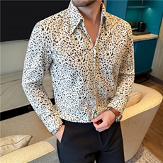 秋冬丝绒厚款亲肤柔软花衬衫灯芯绒条绒高级感印花衬衣C9933-P67，男装衬衫，电商A213