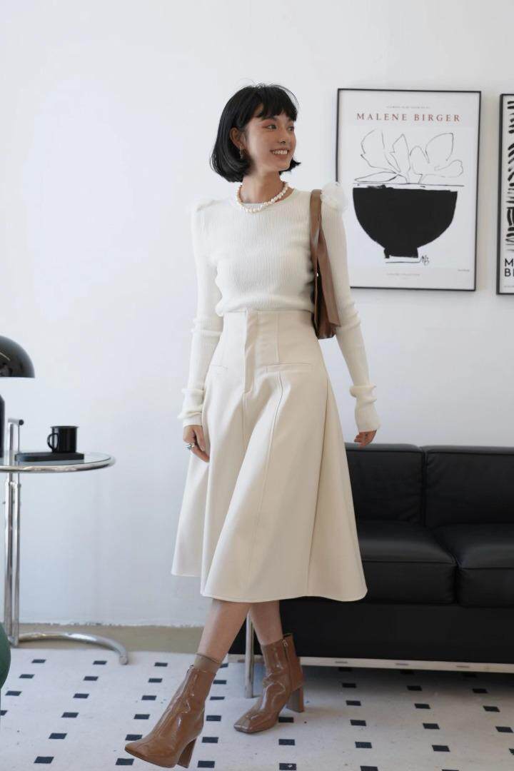 毛衣披肩衬衫配百搭皮裙，，女装针织衫/毛衣，GN