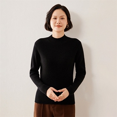 秋冬季新款舒适显瘦时尚百搭半高领抽条35%衫，女装羊绒衫，伊绒腾羊绒