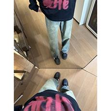 现货自家图高质量复古蓝宽松直筒阔腿牛仔裤男K5823-P50控78，男装牛仔裤，星座205