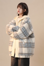 冬季新款毛呢棉衣加绒加厚保暖格子外套中性风225-2-20909-P135，男装棉衣，星座225-2