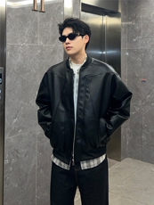 网图现货1W件美式潮流复古皮夹克外套男短款机车皮衣特P59，男装皮衣，电商C306-1