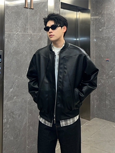 网图现货 1W件 美式潮流复古皮夹克外套男短款机车皮衣 特P59图片