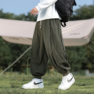 秋冬季风松紧腰束脚阔腿灯笼裤大码休闲运动哈伦裤长裤WK18图片