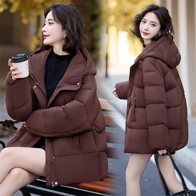 90%白鸭绒羽绒服女短款冬季小个子2024年新款泡芙加厚连帽外套,女装羽绒服,美沁