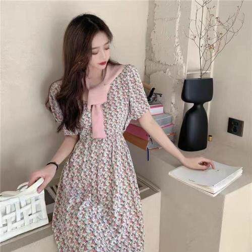 花色韩味连衣裙夏季，女装连衣裙，阿爆