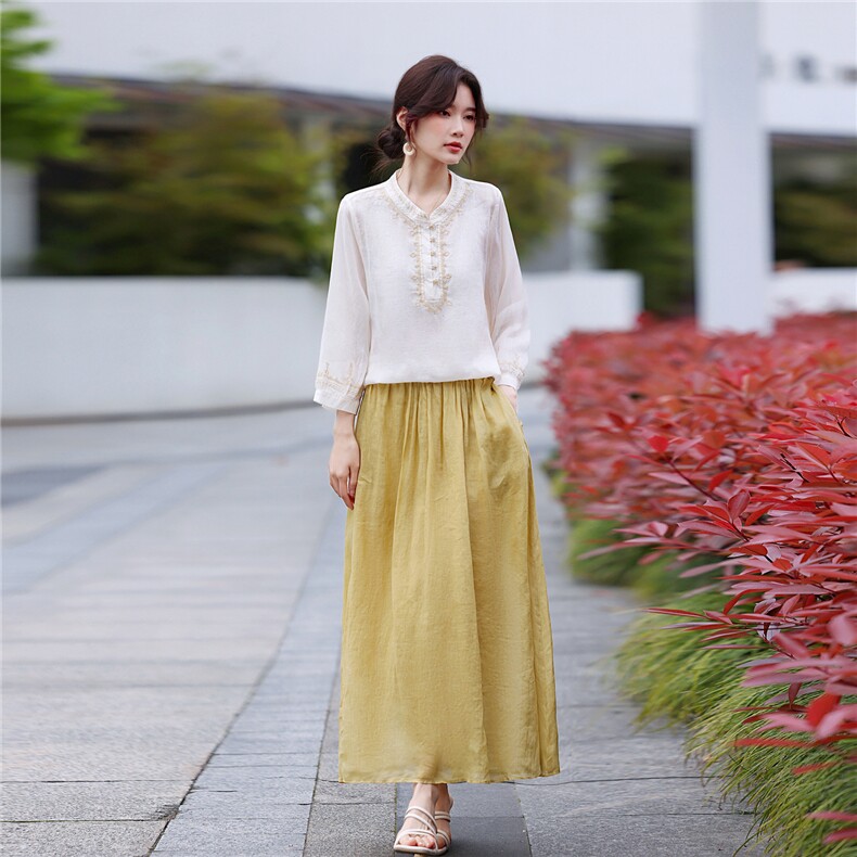 苎麻套装女夏2026新款宽松休闲时尚减龄棉麻阔腿裤两件套,女装套装/套裙,鑫源服饰